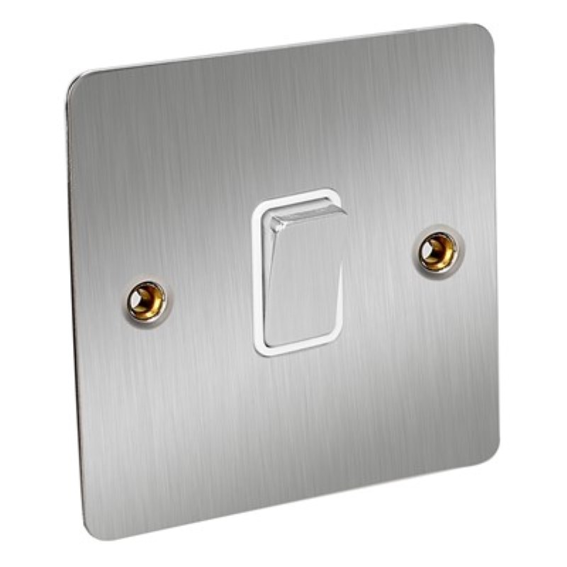 Flat Plate 10Amp 1 Gang 2 Way Switch *Satin Chrome/White Insert - Click Image to Close